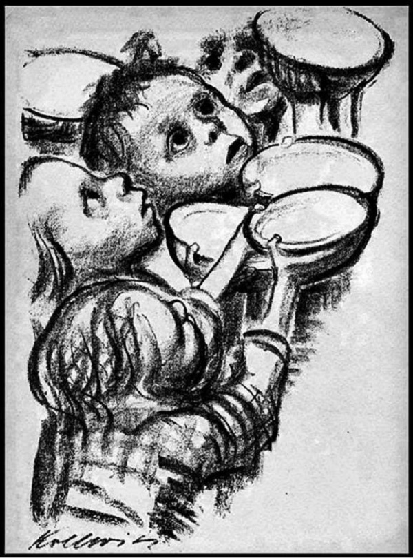 &iexcl;Los ni&ntilde;os alemanes se mueren de hambre! K&auml;the Kollwitz (1924), carb&oacute;n, 35 x 50 cm, Museo K&auml;the Kollwitz, Berl&iacute;n (Forma es vac&iacute;o 2014)