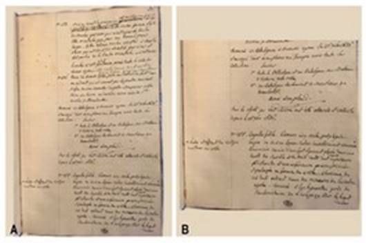 Catálogo Geológico Bonpland, 1858. MS 210, Biblioteca Central del Museo Nacional de Historia Natural, París, 2018. A: Página 36, completa, Nº 153, Nº 154, notas, Buenos Aires, 1836, firma Bonpland, Nº 155. B: Nº 154, nota de envío de dos ejemplares del Catálogo Geológico a Europa, 1º. al Museo de Historia Natural de París, 2º. a Humboldt, Buenos Aires, 26 de diciembre de 1836, firma Bonpland. Nota de continuación del catálogo, Nº 155.