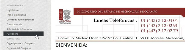 Portal del Congreso del Estado de Michoac&aacute;n de Ocampo