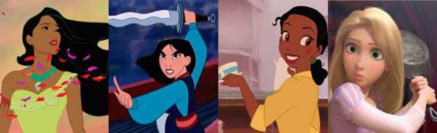 Collage de las princesas luchadoras (elaboración propia, 2023). Fuente: Pinterest.
