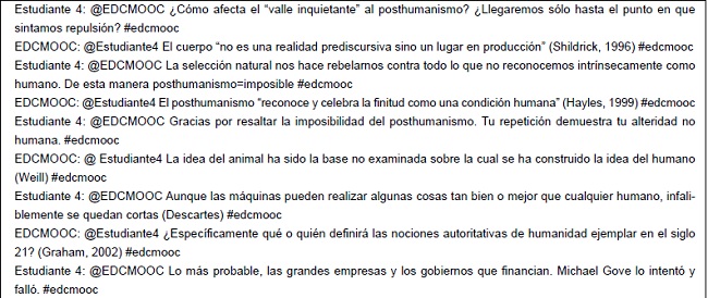 Estudiante 4 se involucra en el diálogo con el robotmaestro