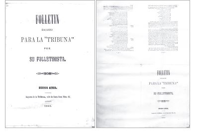 Imágenes 3 y 3a. La Tribuna, 8 y 9 de enero de 1855. Folletín en formato coleccionable, tirada aparte.