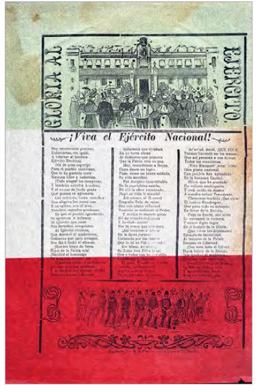 Imagen 4. Gloria al Ejército ¡Viva el Ejército Nacional! (México: Imprenta, 2a. de la Penitenciaría número 29, s. a.).