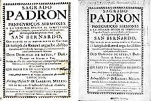 Portadas de las dos emisiones de la edición de 1691, ambas idénticas. A la izquierda el ejemplar de la Biblioteca Nacional de México (1691a) y a la derecha el de la John Carter Brown Library (1691b).