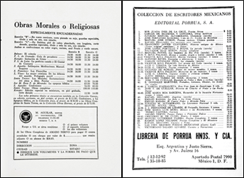 “Obras Morales o religiosas” y “Colección de escritores mexicanos”, Ábside, núm. 1 (enero-marzo de 1954): 131-132.