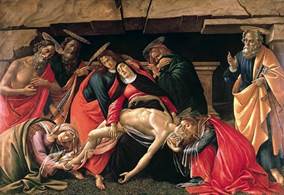 Sandro Botticelli, Lamentacin sobre Cristo muerto (ca. 1490).