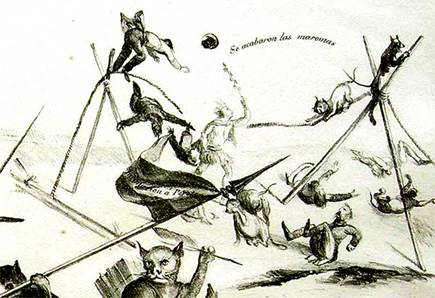 “Sainete político”, 1845. Col. Rafael Barajas. Litografía suelta, detalle.