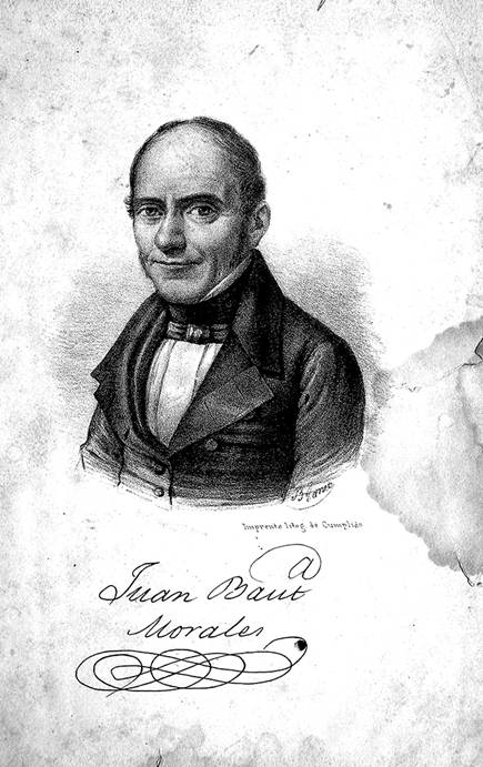 Plácido Blanco, “Juan Bautista Morales”, en El Gallo Pitagórico, (Imprenta de Ignacio Cumplido, 1845). Litografía.