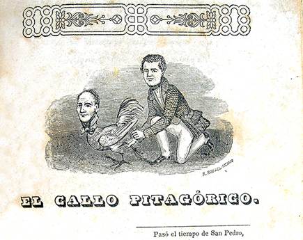 Rafael de Rafael, sin título, en El Gallo Pitagórico (Imprenta de Ignacio Cumplido, 1845). Grabado en madera.