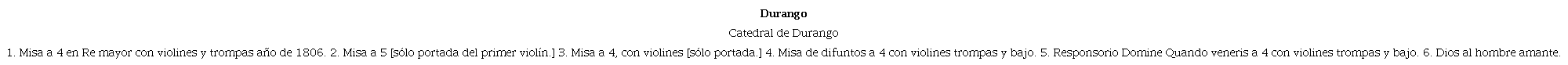 Obras de Tom�s Ochando en la Catedral de Durango, seg�n el cat�logo de Drew Davies. Fuente: elaboraci�n de Gladys Zamora