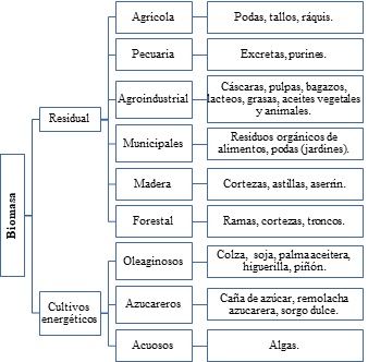 Clasificaci&oacute;n de biomasa seg&uacute;n su origen