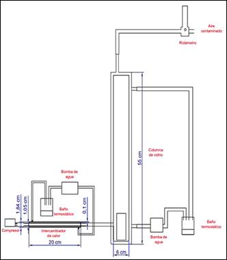 Bosquejo del sistema desarrollado de contaminaci&oacute;n de aire con tolueno