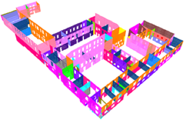 Distribución de muros por espesor