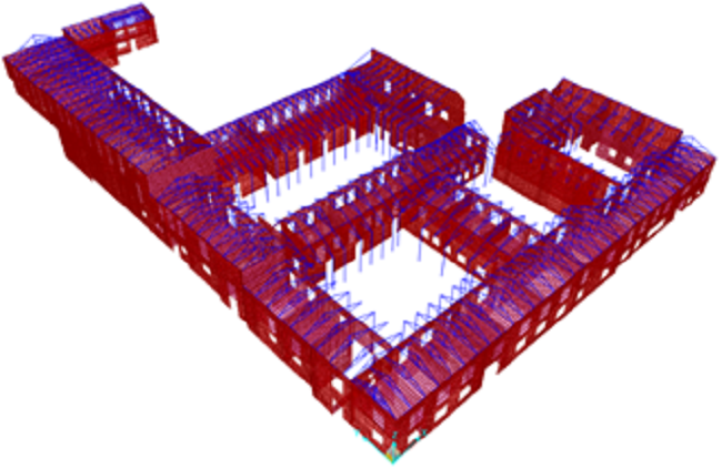 Modelo de estructura reforzada con viga cabeza de muro. SAP2000 v15.2.1