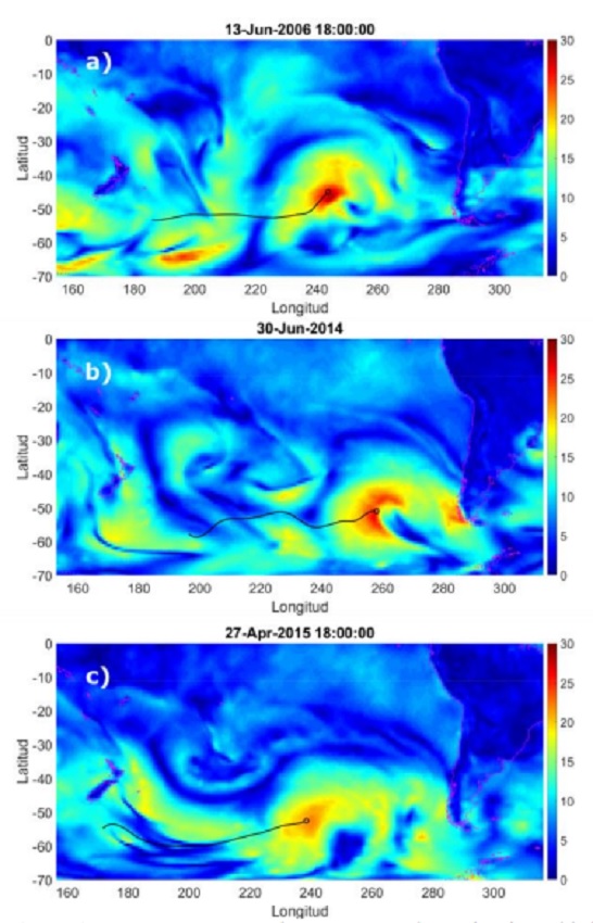 Tormentas y trayectorias en su punto de m&aacute;xima intensidad