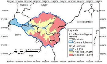 Ubicaci&oacute;n geogr&aacute;fica de las estaciones meteorol&oacute;gicas de precipitaci&oacute;n seleccionadas