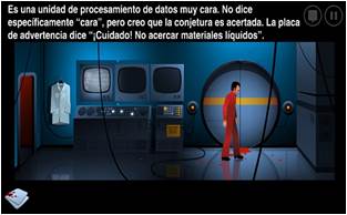 Secuencia de Silent Age (House on fire, 2012). El área inferior izquierda alerta de la cantidad de objetos obtenidos por el personaje. 