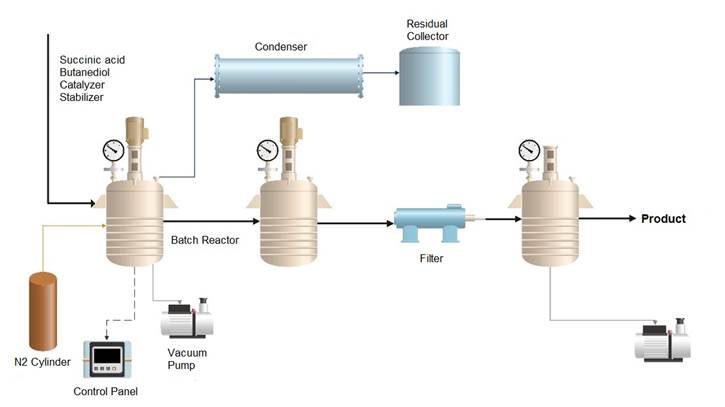 Synthesis of polybutylsuccinate by esterification and polycondensation in batch process