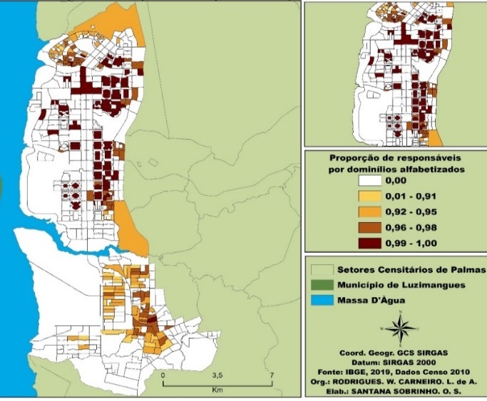 Respons�veis por domic�lios alfabetizados em Palmas/TO