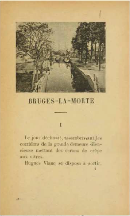 Georges Rodenbach, Bruges-la-Morte (1892), prima pagina illustrata.