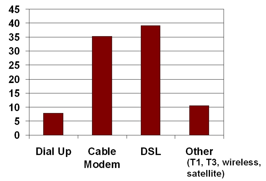 Type of internet access available to respondents (% of participants)