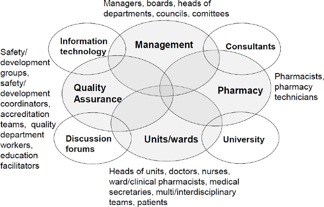The actors involved in medication safety practice implementation process in hospitals participating in the study (n=67).