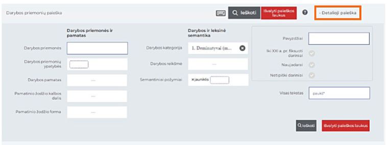 Detalioji žodžių darybos priemonių paieška (paieškos požymiai)