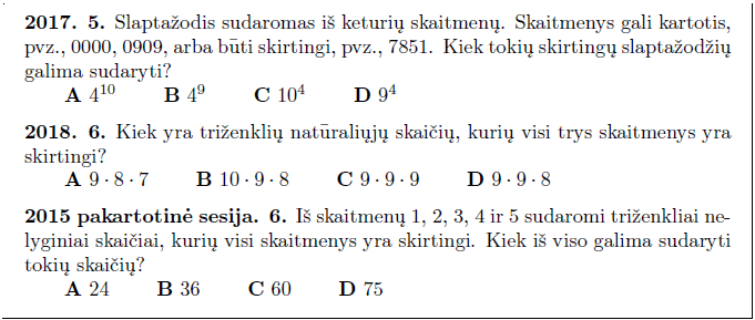 2015 m.  pakartotine˙s sesijos, 2017, 2018 m.  egzaminu˛ ištraukos, perrinkta.