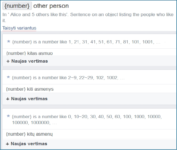 Daugiskaitos formų pavyzdys