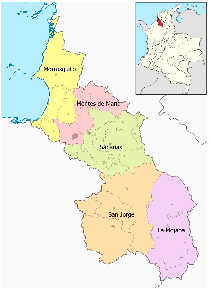 Location of study area, savanna
sub-region, department of Sucre Colombia. 

 Source: wikimedia.org