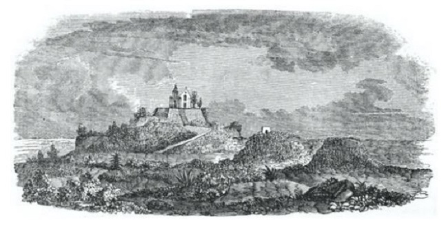 La gran pirámide de Cholula. El monumento más grande del mundo, hecho por el hombre, por su volumen. Tomado de Mayer, 1847, p. 27.