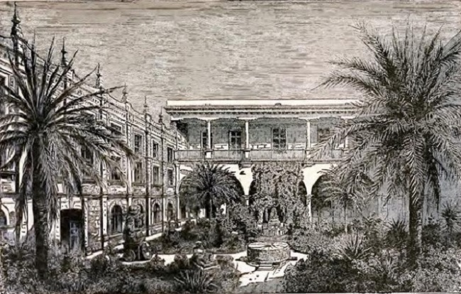 El patio del museo. Tomado de Ober, 1885, p. 225.