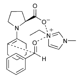 Posible mecanismo para el estado de transici&oacute;n que genera la selectividad de la reacci&oacute;n ald&oacute;lica estudiada