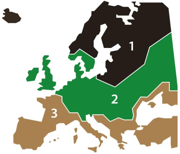 II žemėlapio faktūrų išsidėstymo schema