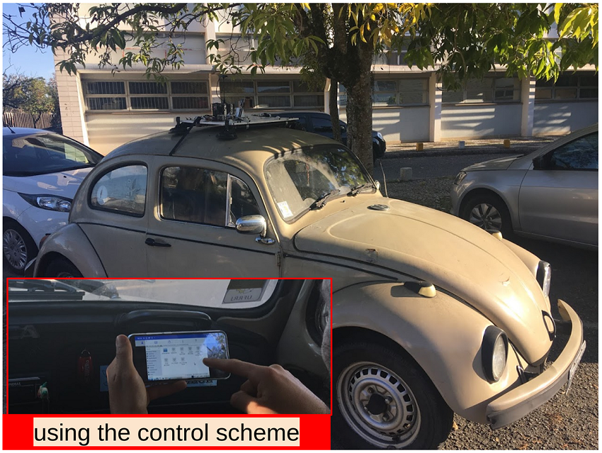 The Platform mounted in a car. Detail: remote controlling the System. 