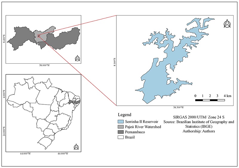 Location of the Serrinha II reservoir in the Pajeú River basin, Pernambuco - Brazil.