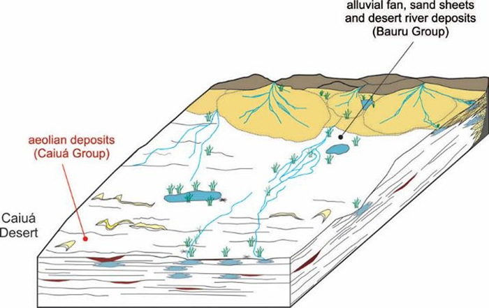 The Bauru Basin depositional environments.