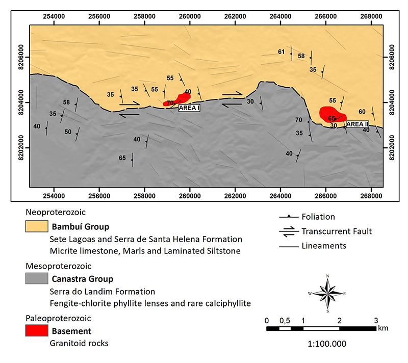 Simplified geological map of the study area.