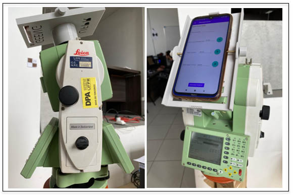Developed base coupled to the total station.
