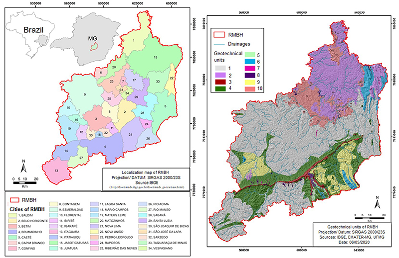 A. Location map; B. Geotechnical map of RMBH units. 