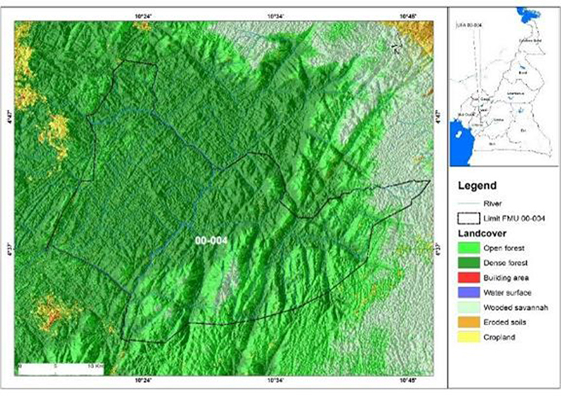 Land use of FMU 00-004 and its surroundings in 2001.