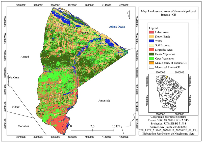 Land Use and Coverage Map of the Municipality of Itarema-CE by Landsat 8 in 2020.