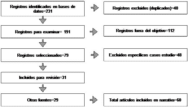 Diagrama de decisi�n de inclusi�n con las etapas del proceso de revisi�n
