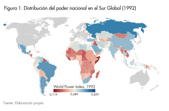 Distribuci�n del poder nacional en el Sur Global (1992)