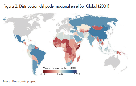 Distribuci�n del poder nacional en el Sur Global (2001)