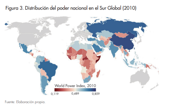 Distribuci�n del poder nacional en el Sur Global (2010)