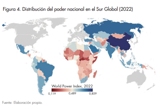 Distribuci�n del poder nacional en el Sur Global (2022)