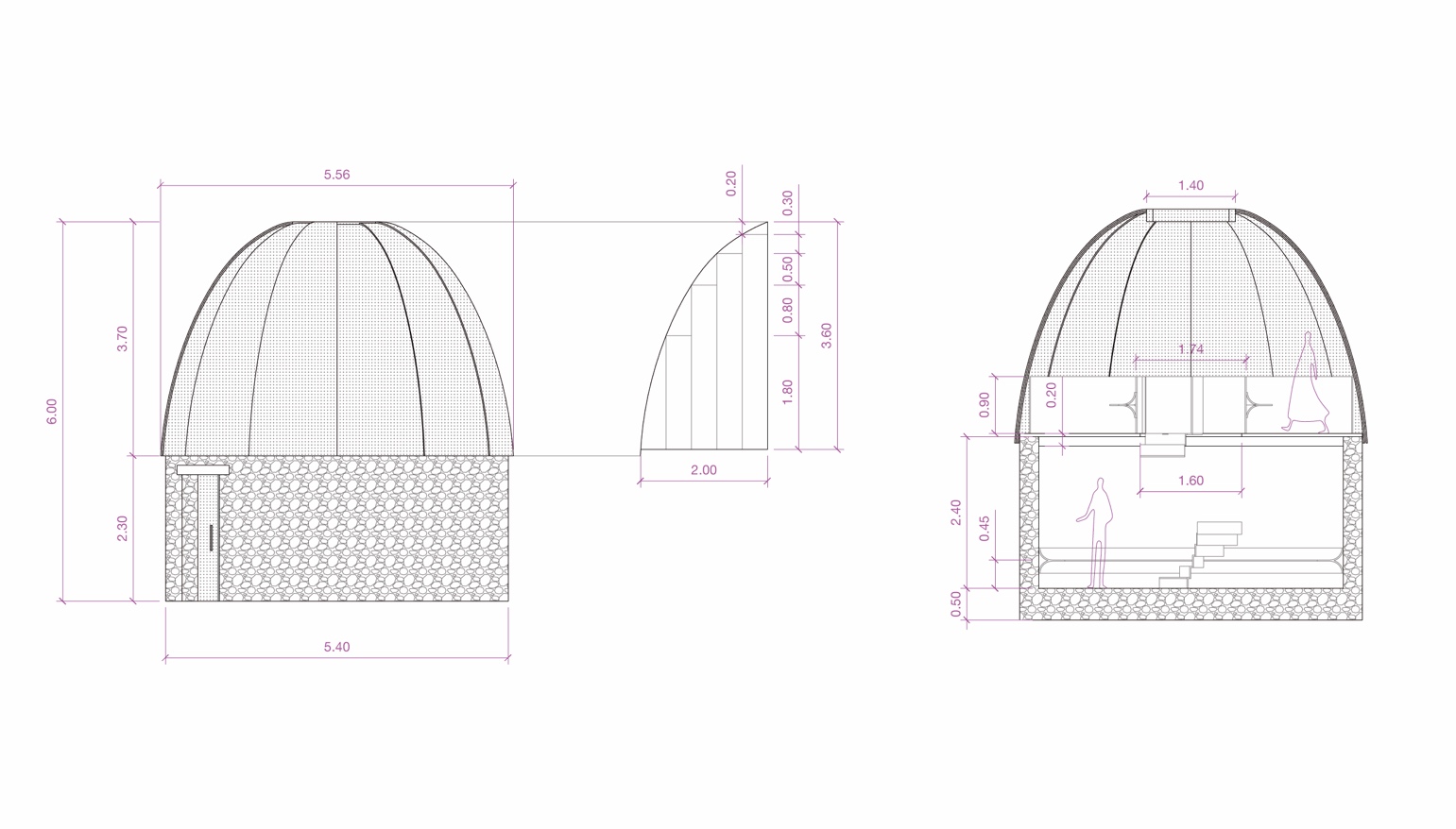 Planos t�cnicos del alzado del Observatorio Guardavi�as.