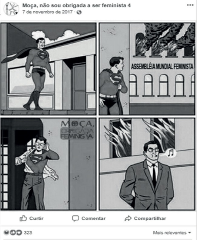 Publica&ccedil;&atilde;o da p&aacute;gina &ldquo;Mo&ccedil;a, n&atilde;o sou obrigada a ser feminista&rdquo; que fantasia sobre a morte de feministas