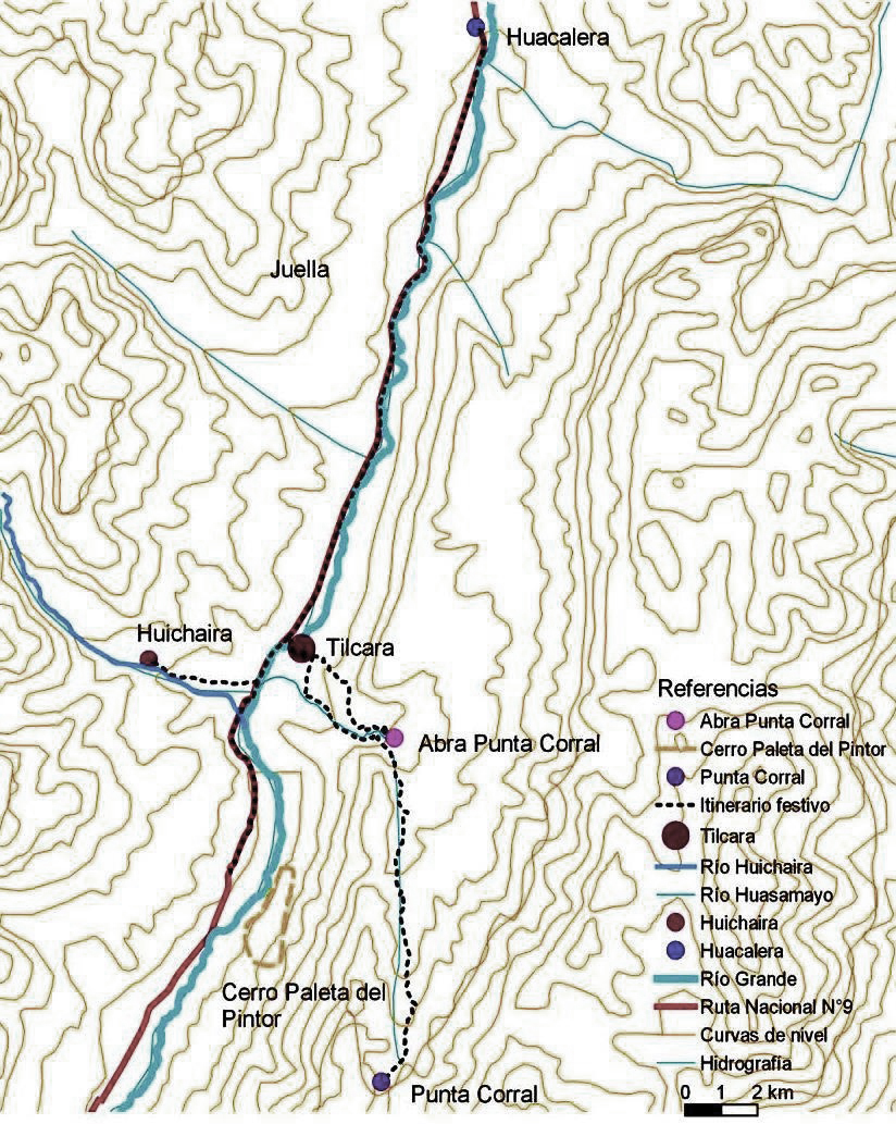 Recorridos y sitios de las fiestas tilcare�as en la regi�n